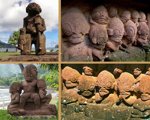 Jaké bytosti zobrazují sochy z ostrova Nuku Hiva?