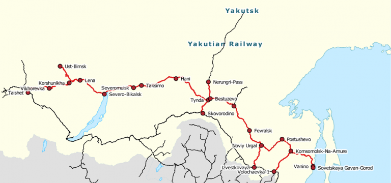 Bajkalsko-amurská magistrála patří k nejdelším železničním tratím na světě.