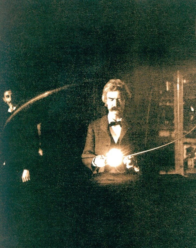 Teslovu laboratoř navštívil i spisovatel Mark Twain.