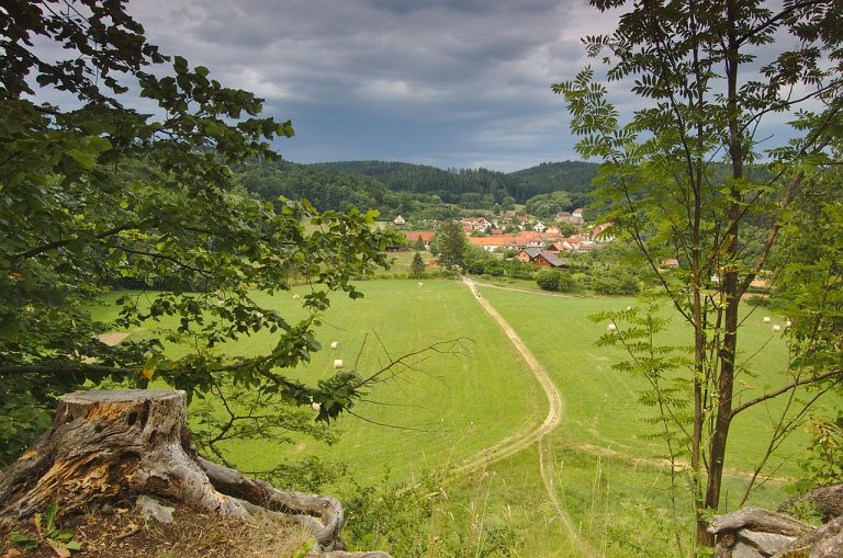 Pohled na vesnici ze zříceniny hradu Holštejn
