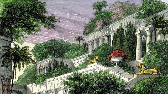 Podle legendy nechala visuté zahrady vystavět královna Semiramis. Odborníci jejich stavbu však přisuzují babylónskému králi Nabukadnesarovi II.