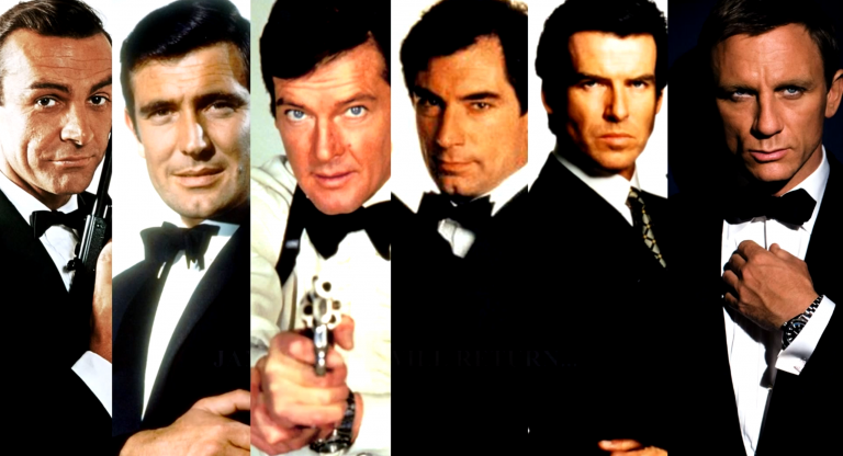 Všichni dosavadní herečtí představitelé Jamese Bonda.