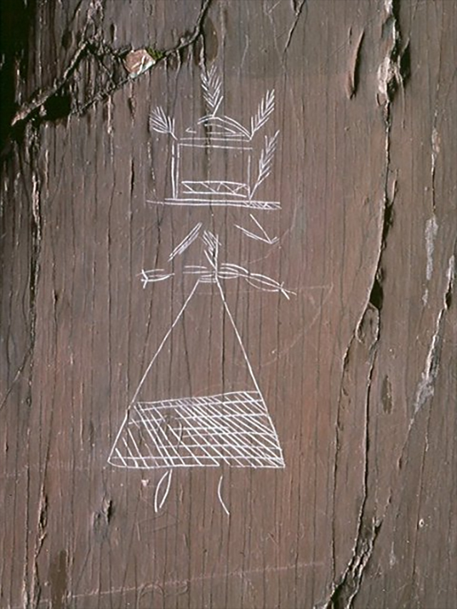 Jeden z petroglyfů původních obyvatel.
