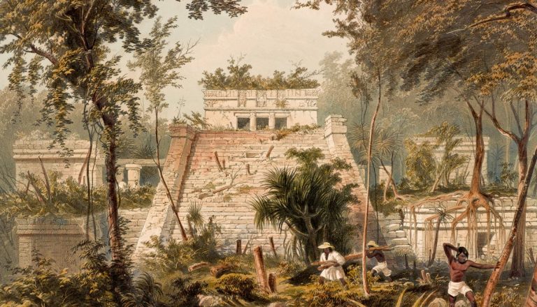 Britští cestovatelé Stephens a Catherwood při prozkoumávání honduraské džungle narazili v roce 1834 na ruiny velkého města. Foto: ancient.eu