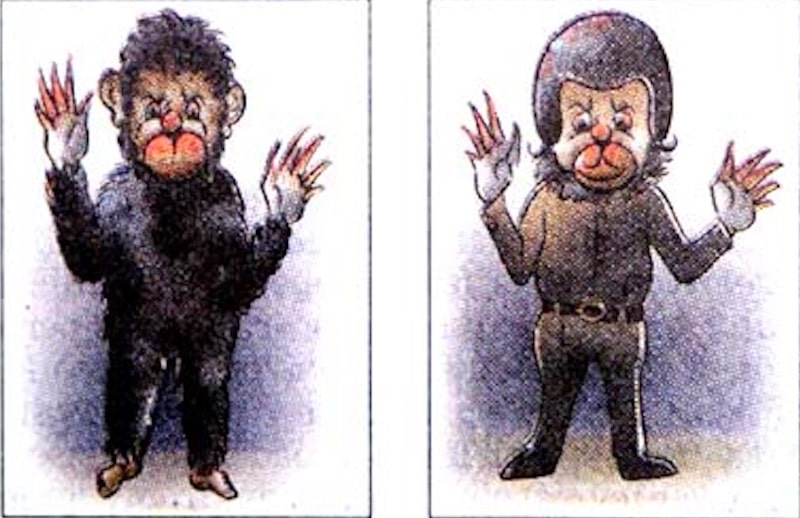 Karikatura popisující opičího muže ZDROJ: monstersandcritics.com
