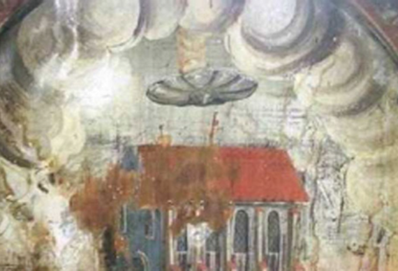 Jedno ze záhadných středověkých vyobrazení UFO ZDROJ: mysteriousuniverse.com