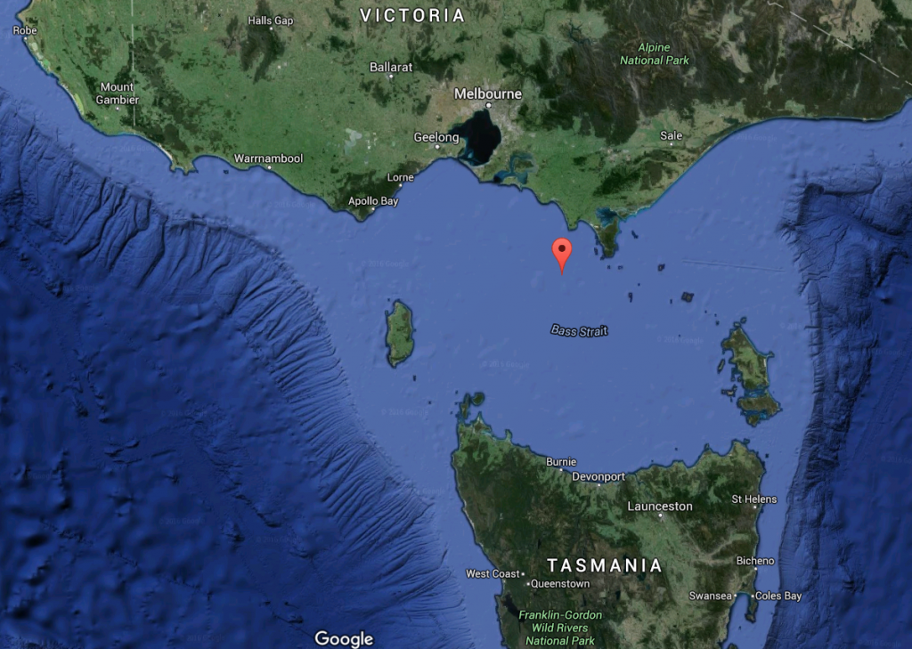 Letadlo zmizelo v tzv. Bass Straitském trojúhelníku mezi Austrálií a Tasmánií. Foto: www.waterbodies.org