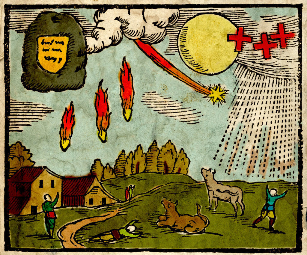 Z oblohy spadly tři hořící objekty,foto wiki.meteoritica.pl
