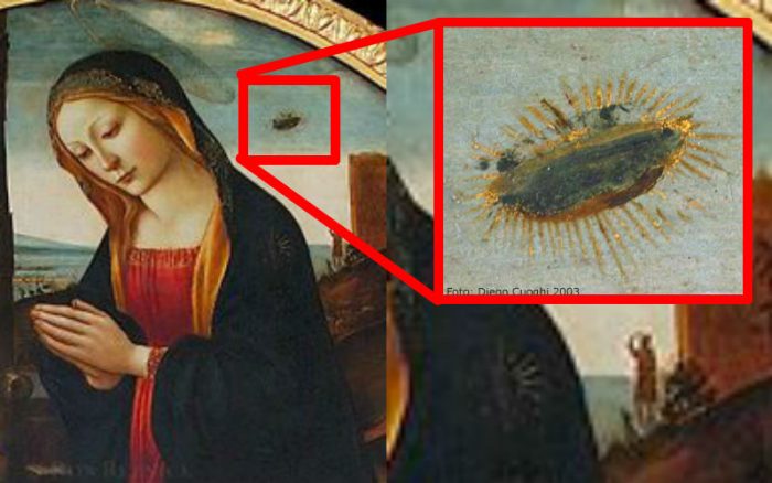 Detail podivného stroje na obrazu Panny Marie ve Florencii. Foto: corinnabsworld.com