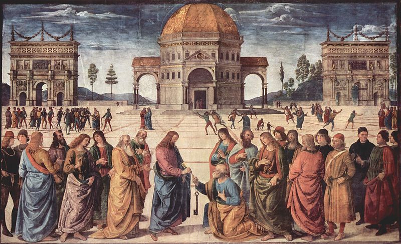 Obraz, na kterém Kristus předává sv. Petrovi klíče od nebeské brány. Foto: Wikimedia Commons