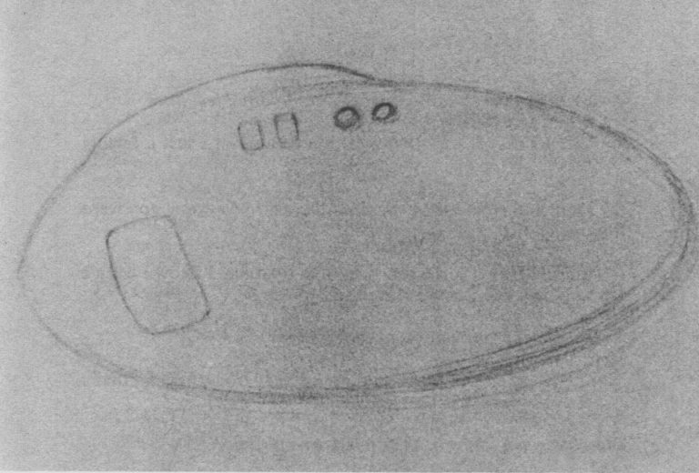 Náčrt vesmírné lodi, na jejíž palubu byli muži uneseni, foto Jonny Dillon