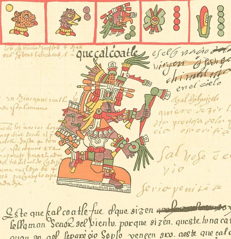 Vyobrazení aztéckého boha z 16. století, foto Wikimedia Commons