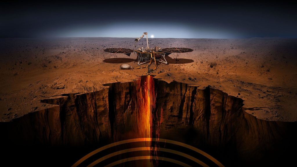 InSight naslouchá sesmické aktivitě na Marsu, foto: tiskové oddělení NASA/JPL-Caltech 