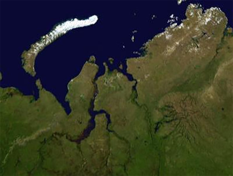 Satelitní snímek Jamalského poloostrova, foto neznámý autor / Creative Commons / volné dílo