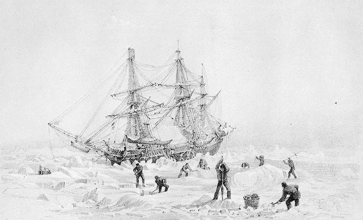 Když loď sevře led, musí námořníci přežít krutou zimu i temnotu polární noci. Foto: George Back / Creative Commons / volné dílo