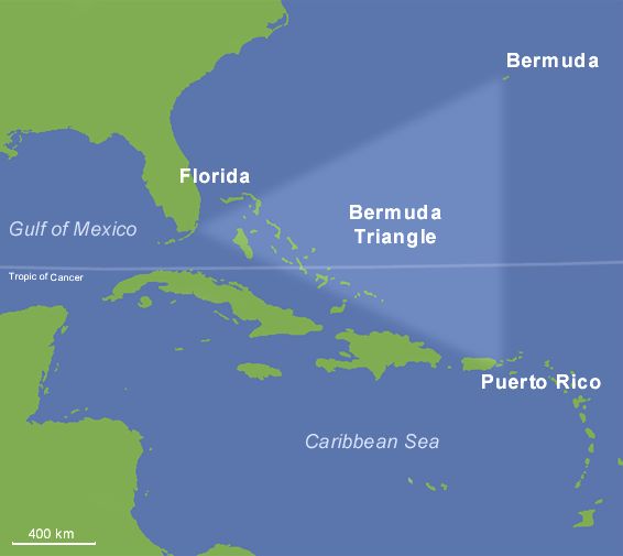 Vyznačení Bermudského trojúhelníku Foto: Bermudan_kolmio / Creativee Commons  -  volné dílo 