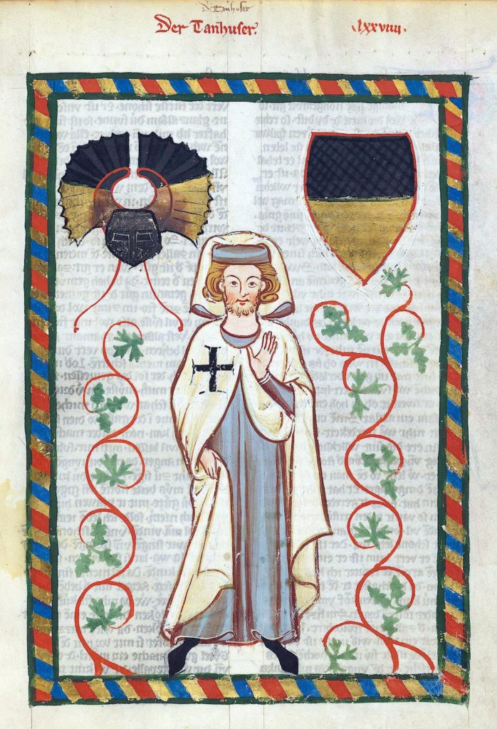 Člen Řádu německých rytířů ve vyobrazení na středověkém kodexu. Zdroj foto: Public domain, via Wikimedia Commons