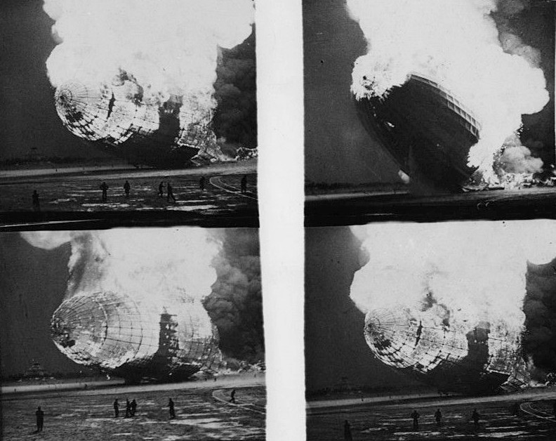 Políčka z filmu, který zaznamenal zkázu Hindenburgu, foto William Deeke/Pathe / Creative Commons / volné dílo
