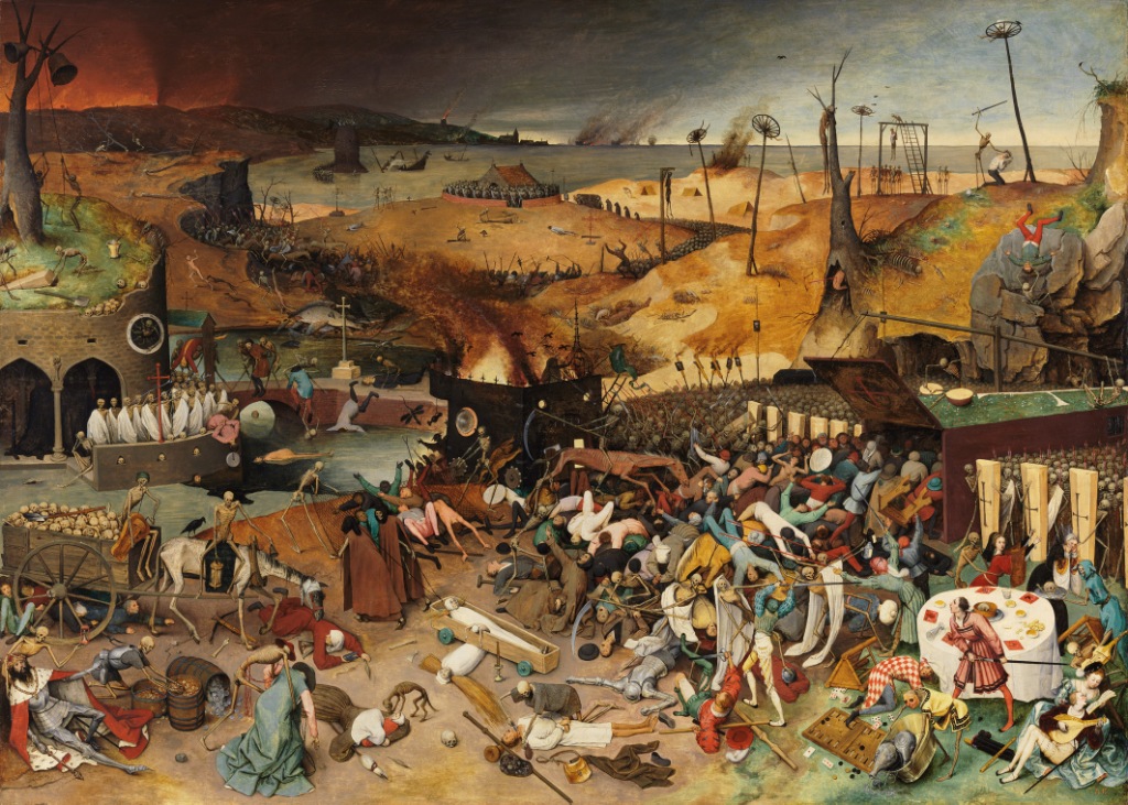 Triumf černé smrti. Zdroj obrázku:  Pieter Bruegel the Elder, Public domain, via Wikimedia Commons