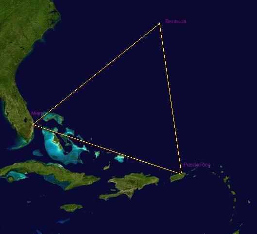 Poloha bermudského trojúhelníku. U levého okraje leží Florida, Bahamy leží východně od jejího pobřeží. FOTO: NASA, Public domain, via Wikimedia Commons