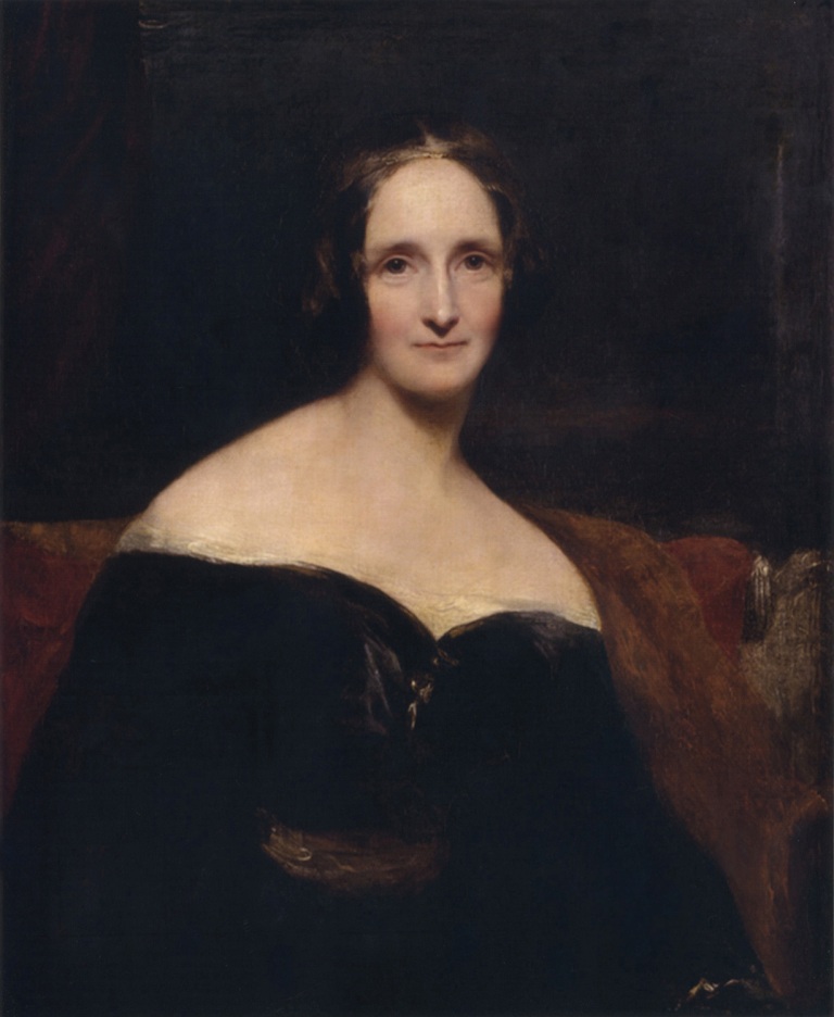Britská spisovatelka Mary Shelley, autorka románu Frankenstein. Zdroj obrázku:  Richard Rothwell, Public domain, via Wikimedia Commons