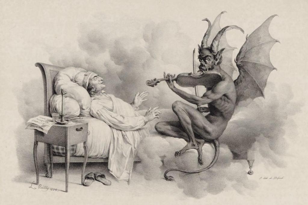 Ďábel jako první interpret slavné houslové sonáty g moll? Zdroj obrázku:   Louis-Léopold Boilly, Public domain, via Wikimedia Commons
