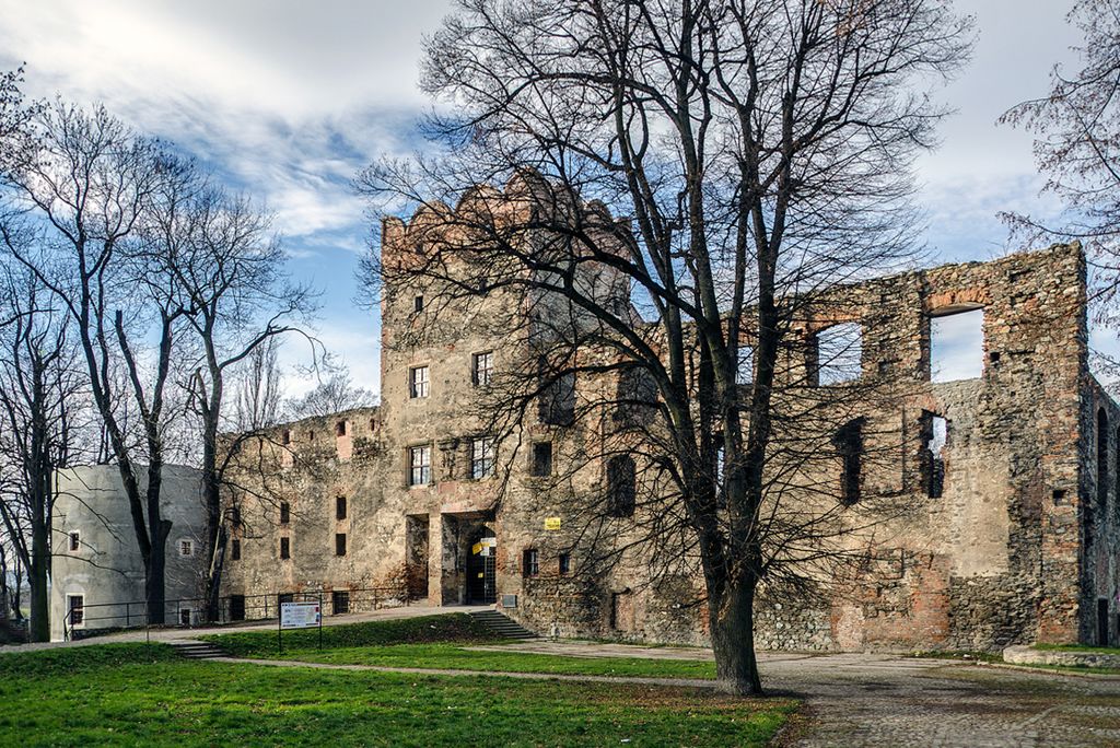 Strašidelně vyhlížející hrad ve městě Zabkowice Slazskie. Zdroj foto:  Paweł Onyśków, CC BY-SA 3.0 , via Wikimedia Commons