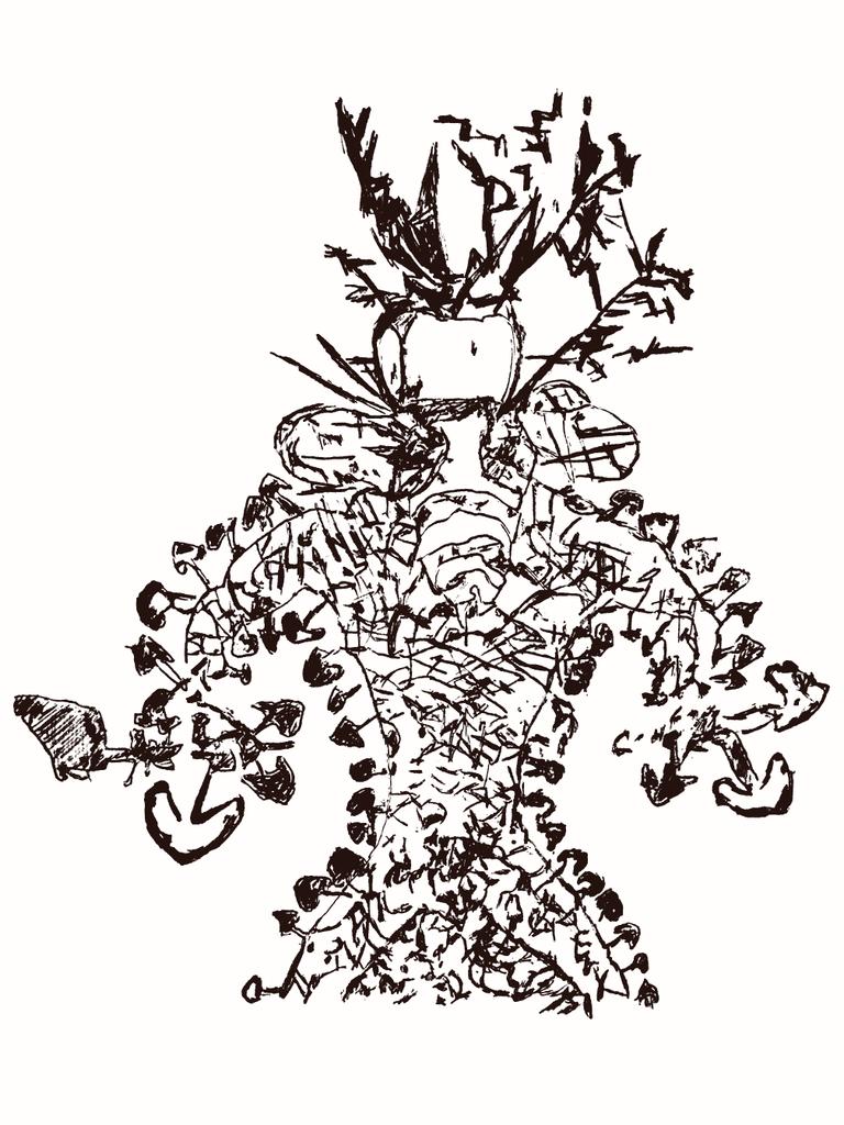 Kresba houbového šamana aneb houbičky, kam se podíváš. Zdroj obrázku:  Public domain, via Wikimedia Commons