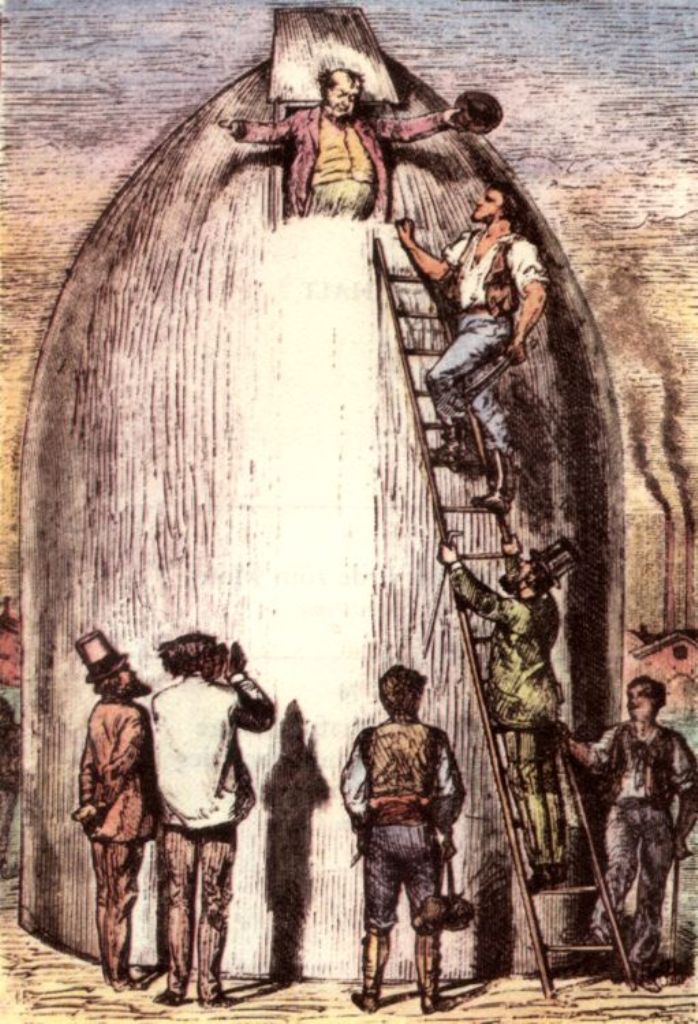 O hoaxu z roku 1835 diskutovali i hrdinové románu Ze Země na Měsíc. Zdroj obrázku:  Henri de Montaut, Public domain, via Wikimedia Commons