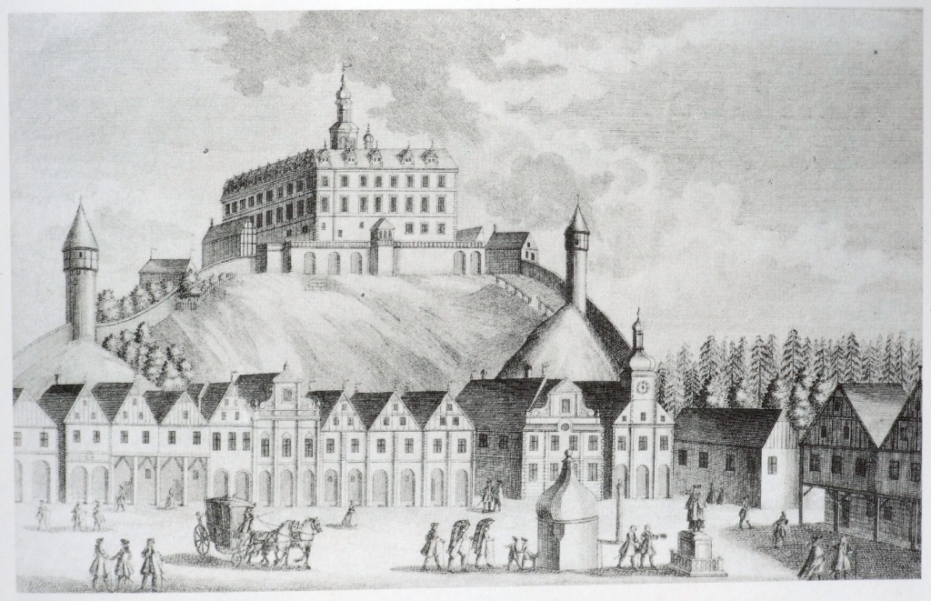 Historické vyobrazení Náchoda. Zdroj obrázku:  Johann Georg Ringlin, Public domain, via Wikimedia Commons
