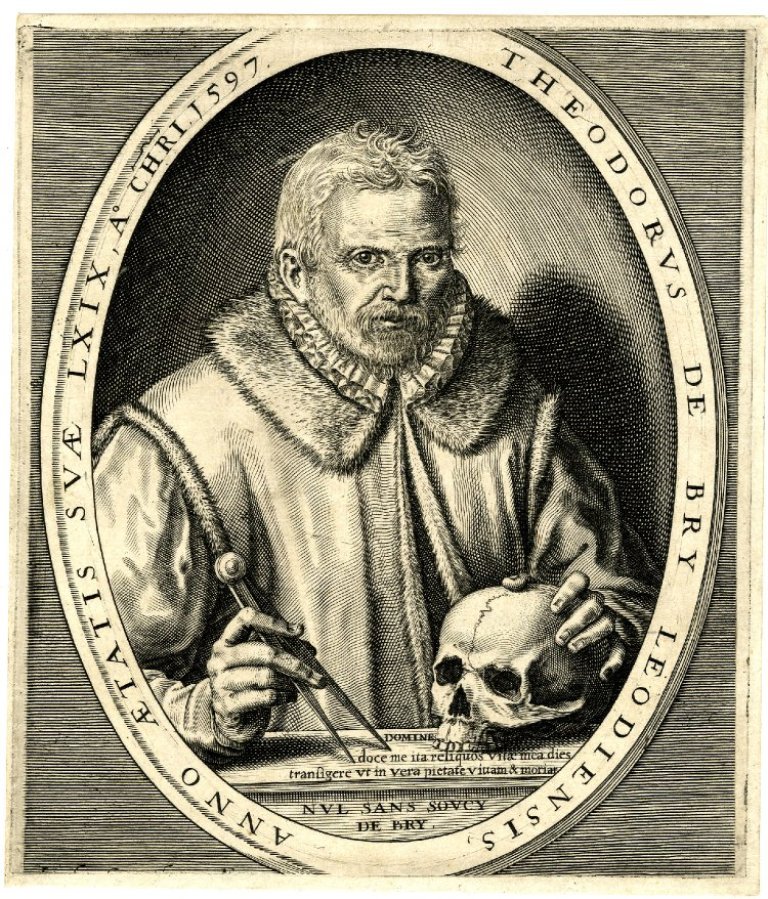 Theodor de Bry, autoportrét. Zdroj obrázku:  Theodor de Bry, Public domain, via Wikimedia Commons

