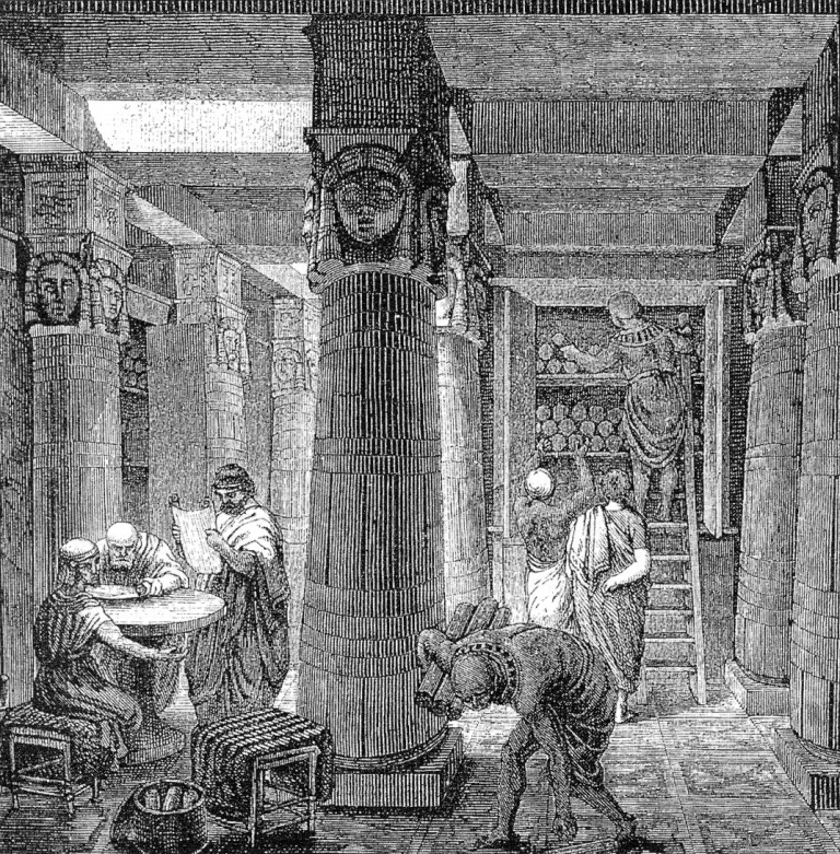 Alexandrijská knihovna byla jedním z nejvýznamnějších center vzdělanosti starověkého světa. Zdroj obrázku: O. Von Corven, Public domain, via Wikimedia Commons