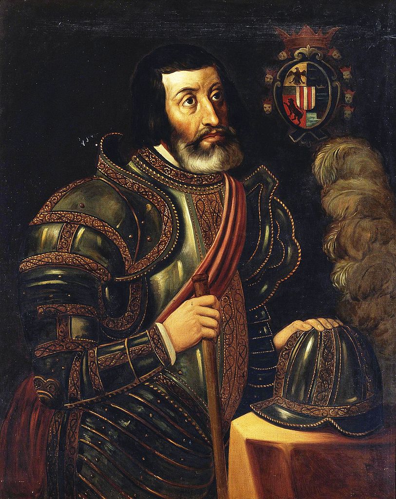 Portrét Hernána Cortése. Zdroj foto:  José Salomé Pina, Public domain, via Wikimedia Commons
