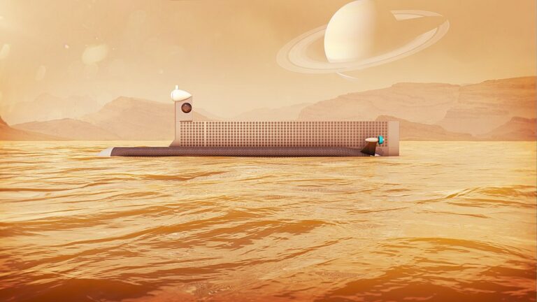 Představa ponorky, která měla zkoumat hlubiny moří a jezer na Titanu. Zdroj obrázku: NASA, Public domain, via Wikimedia Commons