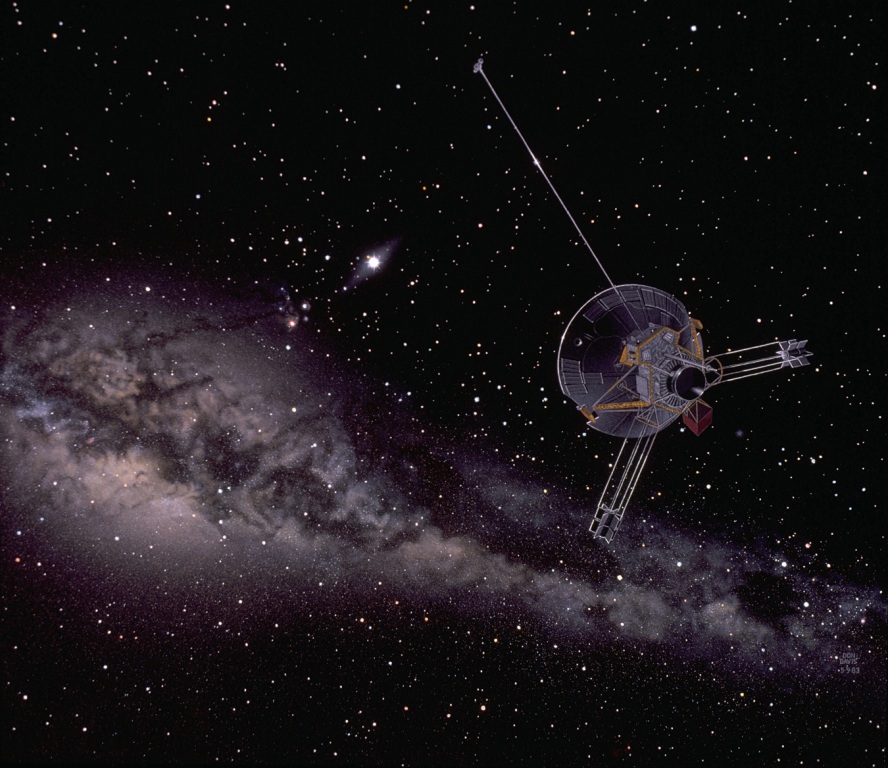Pioneer 10 míří k hvězdě Aldebaran v souhvězdí Býka. Spěte klidně a na cíl mise nečekejte. Doletí tam za dva miliony let. Zdroj obrázku:  Don Davis, Public domain, via Wikimedia Commons