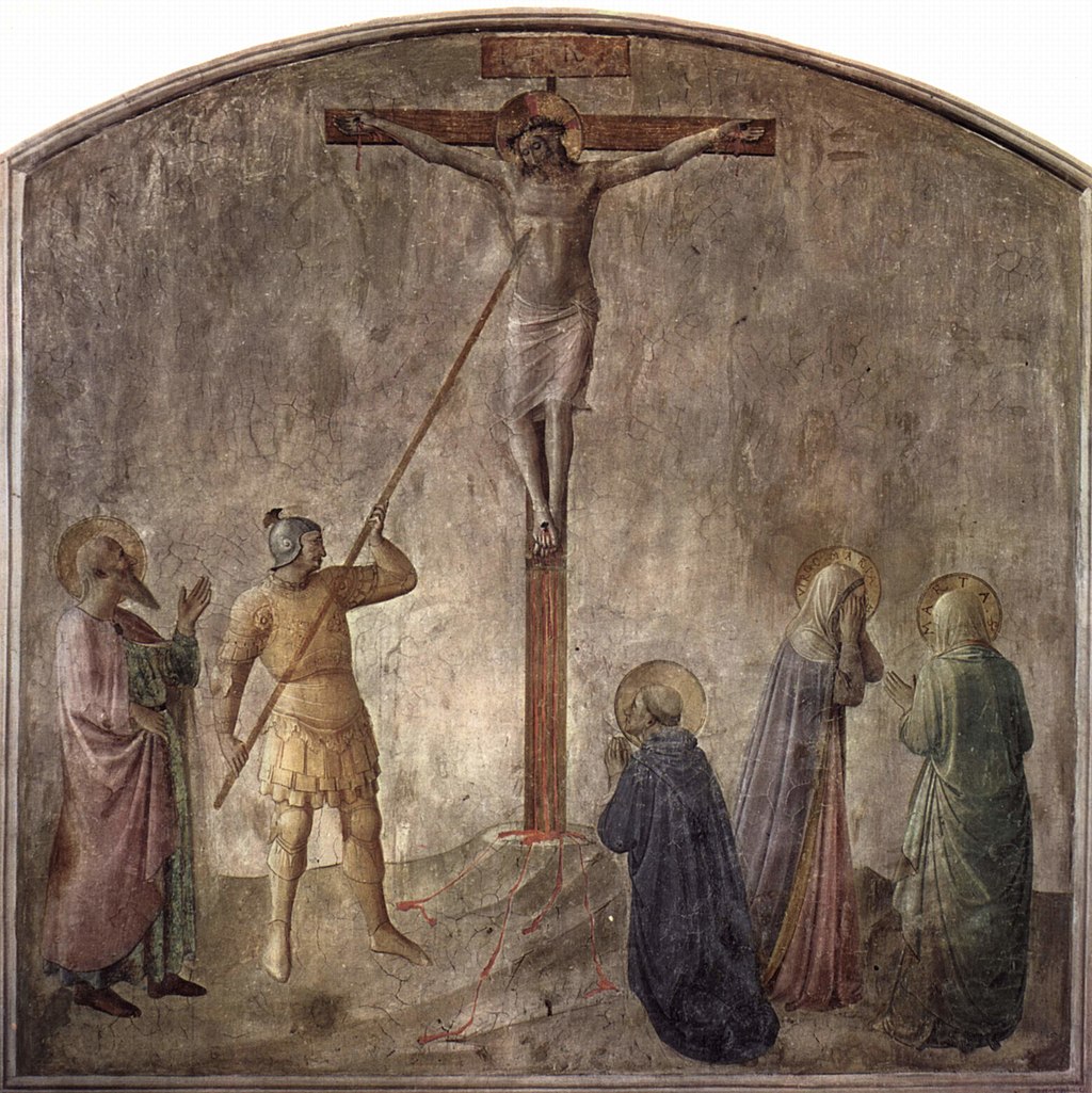Longinus probodává Ježíše, freska z 15. století, foto Fra Angelico / Creative Commons / volné dílo