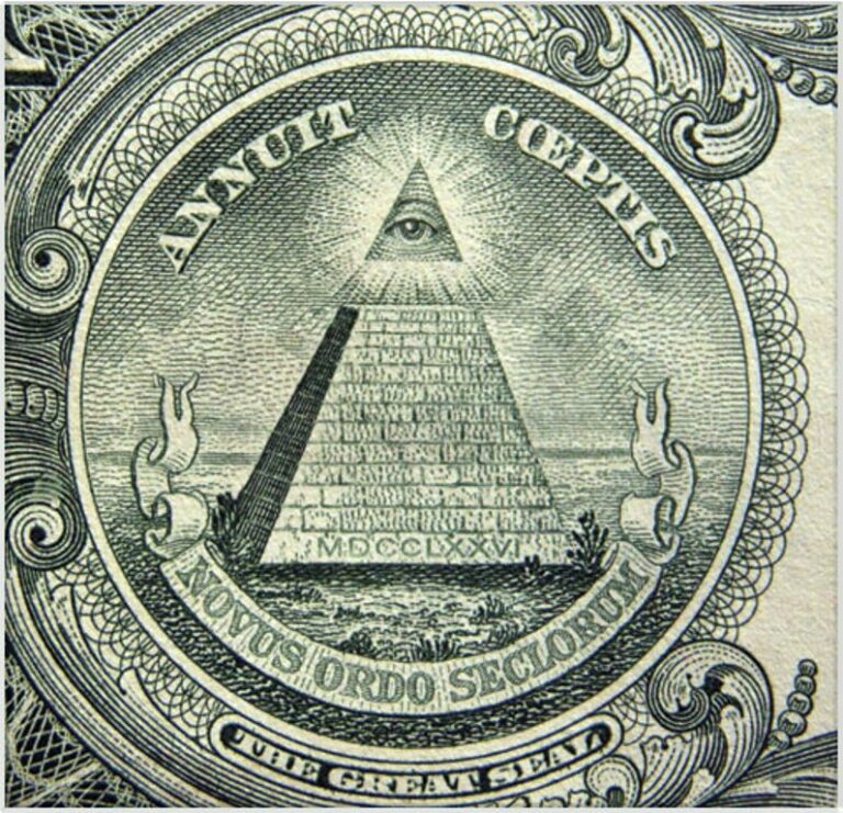 Magickou pyramidu najdeme i na jednodolarové bankovce. Zdroj obrázku: Snapshots Of The Past, Public domain, via Wikimedia Commons