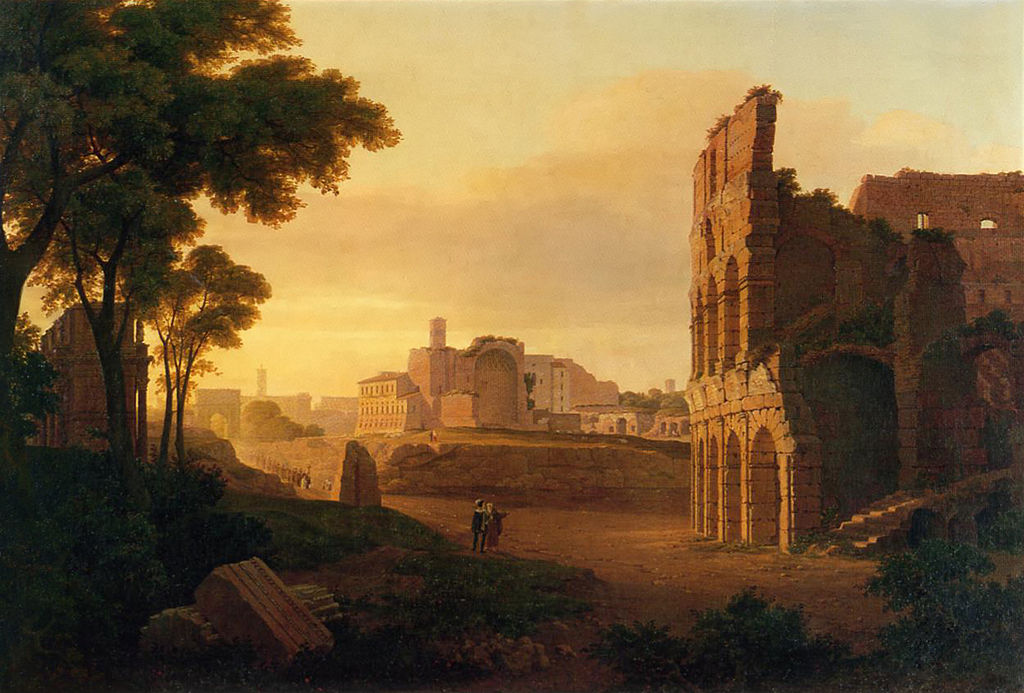 V minulosti sloužilo Koloseum i jako zdroj levného stavebního materiálu. Zdroj obrázku:   Rudolf Wiegmann, Public domain, via Wikimedia Commons

