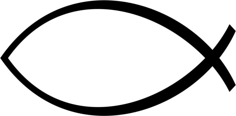 Symbol ryby-ichtys byl používán křesťany době jejich pronásledování. Zdroj obrázku: Fibonacci, Public domain, via Wikimedia Commons