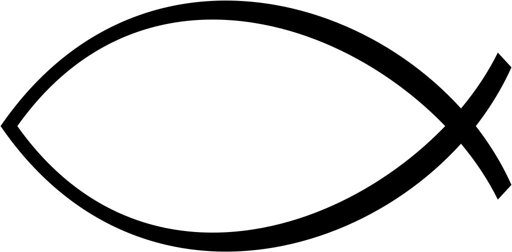 Symbol ryby-ichtys  byl používán křesťany době jejich pronásledování. Zdroj obrázku:  Fibonacci, Public domain, via Wikimedia Commons