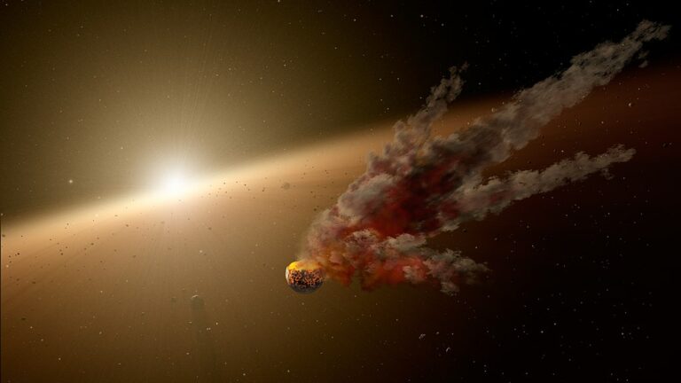 Jedna z teorií tvrdila, že za kolísání jasu hvězdy KIC 8462852 může pole trosek po nějaké vesmírné kolizi. Zdroj foto: NASA/JPL-Caltech, Public domain, via Wikimedia Commons