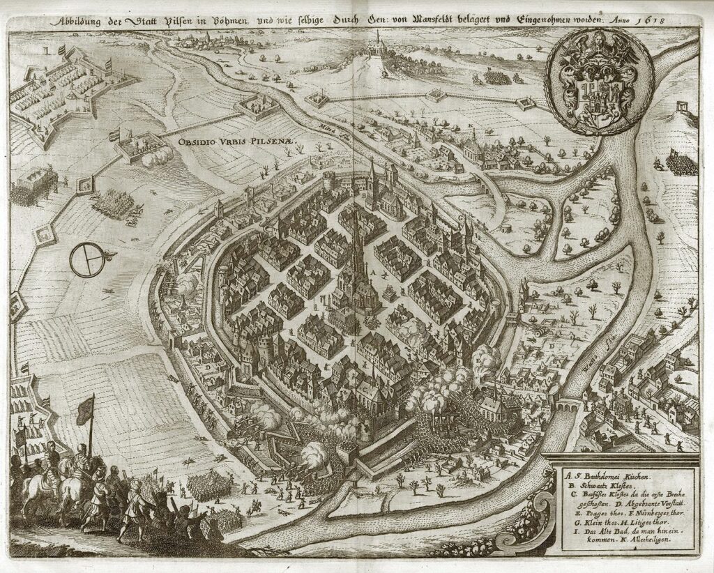 Pohled na Plzeň z roku 1618. FOTO: Matthäus Merian / Creative Commons / Volné dílo