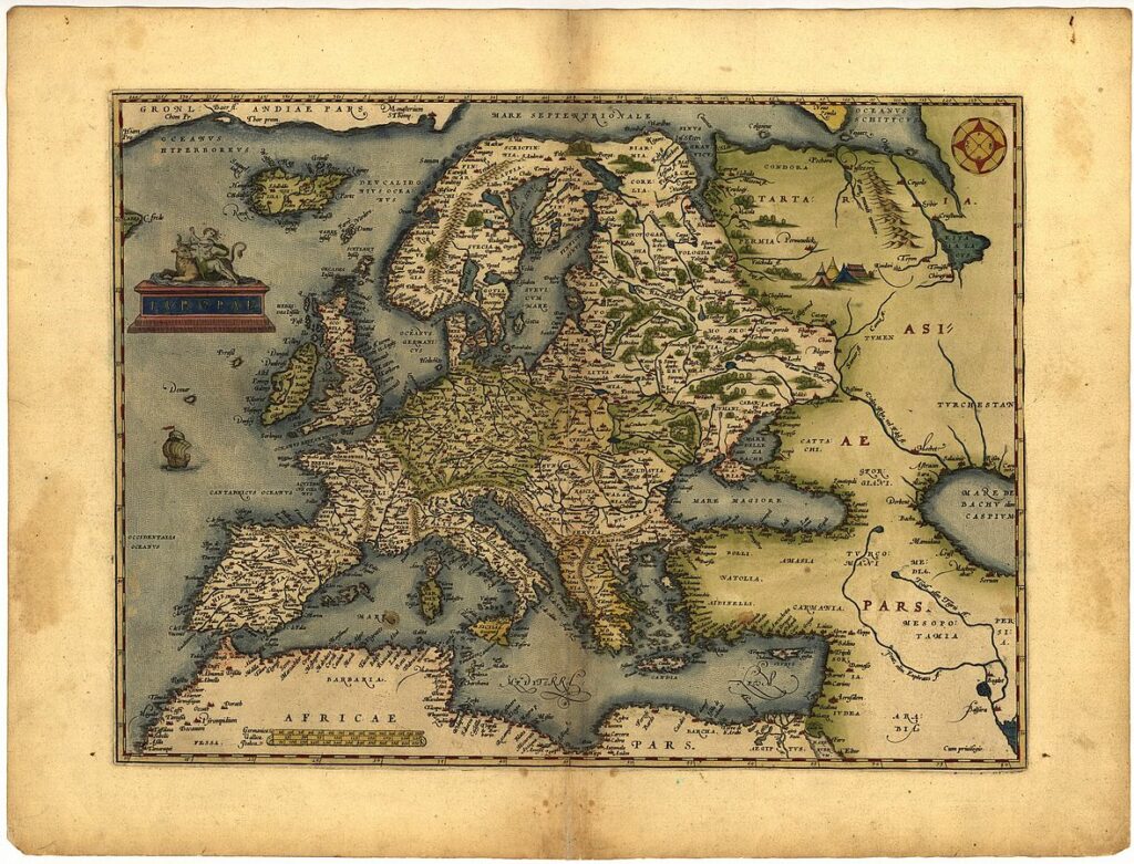 I na téhle mapě Evropy z roku 1572 najdete Oceanvs Hyperborevs. Foto: Creative Commons -  volné dílo 