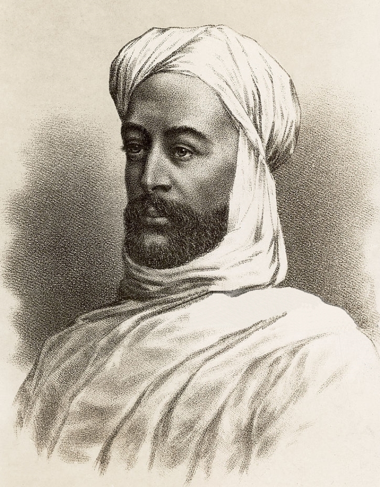 Gordonův protivník Muhammad Ahmad zvaný Mahdí. Zdroj obrázku:   Geruzet Frères - Belgian (active c. 1870-1889), Public domain, via Wikimedia Commons