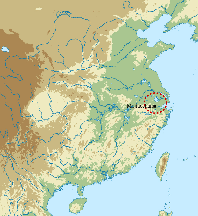 Mapa oblasti působení kultury Liang-čou, foto Kanguole / Creative Commons / CC BY-SA 4.0 