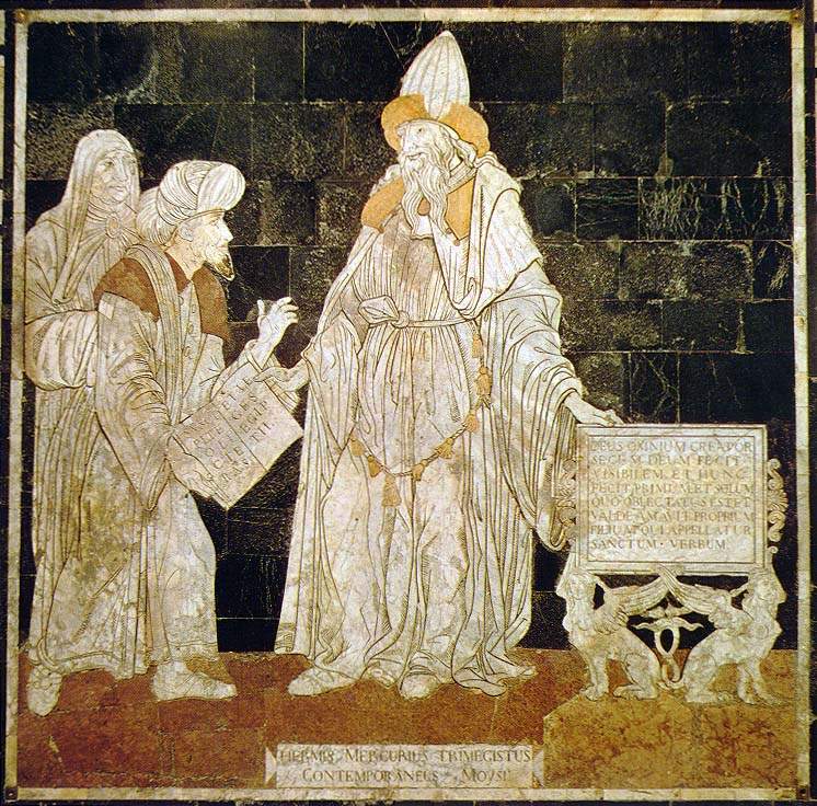 Hermes Trismegistos na mozaikové podlaze katedrály v Sieně. FOTO: neznámý autor / Creative Commons / volné dílo 