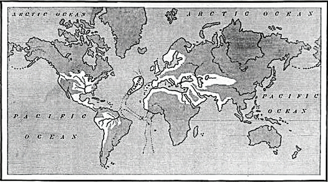 Kde se Atlantida nalézala; mapa z roku 1882