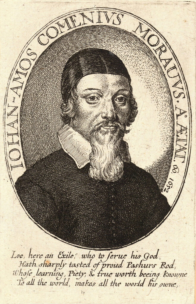 Rytina Komenského z rukou Václava Hollara z roku 1652. Foto Václav Hollar - CC - Volné dílo