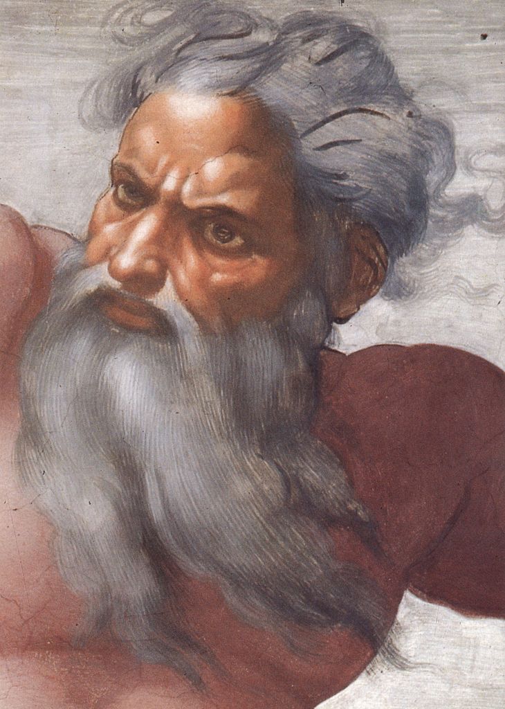Bůh Stvořitel podle Michelangela. Zdroj obrázku: Michelangelo, Public domain, via Wikimedia Commons