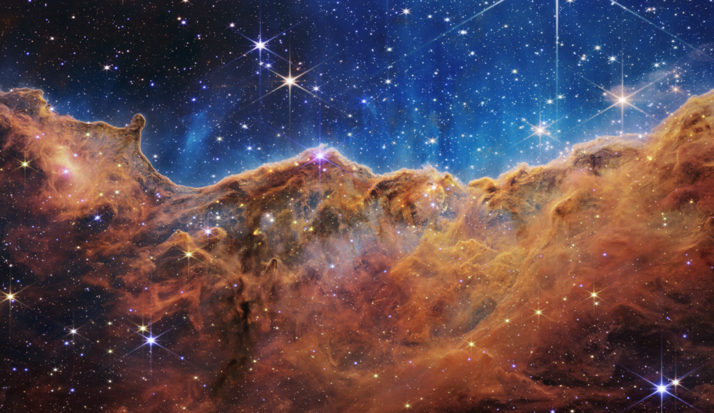 Okraj mlhoviny Carina, foto NASA, ESA, CSA, STScI / Creative Commons / Volné dílo